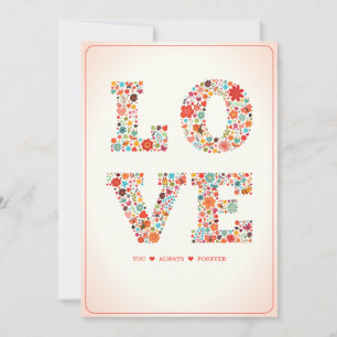 "HOU VAN JE, ALTIJD, VOOR ALTIJD" Retro Floral Lov Feestdagenkaart