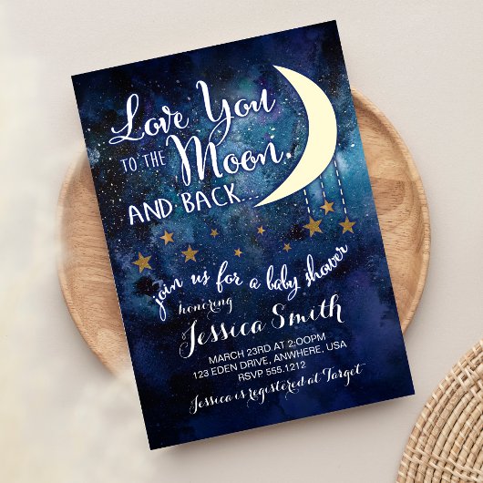 Hou van je bij de Moon & Back Baby shower Uitnodig Kaart