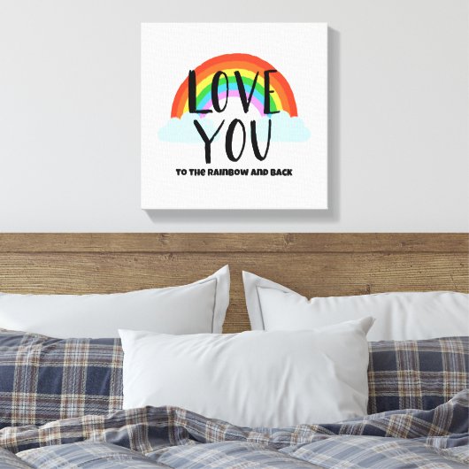 Hou van je bij de regenboog en de rug canvas afdruk (Insitu (Slaapkamer))