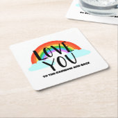 Hou van je bij de regenboog en terug kartonnen onderzetters (Schuin)