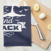 Hou van je bij het strand en de rugmarine wit theedoek (Quarter Fold)