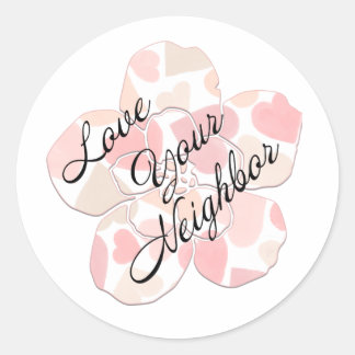 Hou van je Buur Hart-volle Bloem Ronde Sticker
