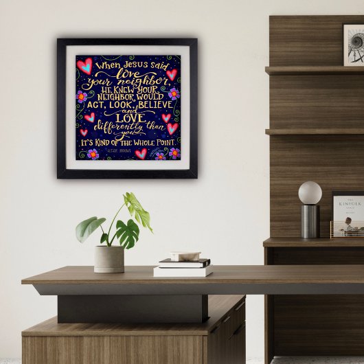 Hou van je buurman Quote Harten Inspirativiteit Poster