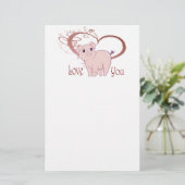Hou van je, Cute Piggy Art Briefpapier (Staand voorkant)