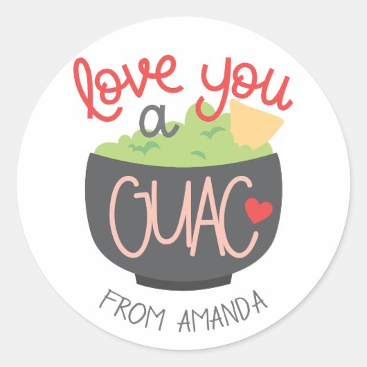 Hou van je een Guac Valentijn Ronde Sticker (Voorkant)