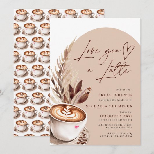 Hou van je een Latte Coffee Vrijgezellenfeest Kaart (Voorkant / Achterkant)