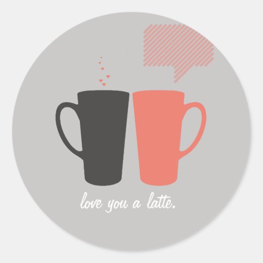 "Hou van je een Latte" Valentijnsdag Ronde Sticker (Voorkant)
