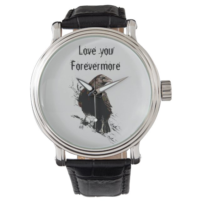 Hou van je Forevermore Fun Raven Quote Horloge (Voorkant)