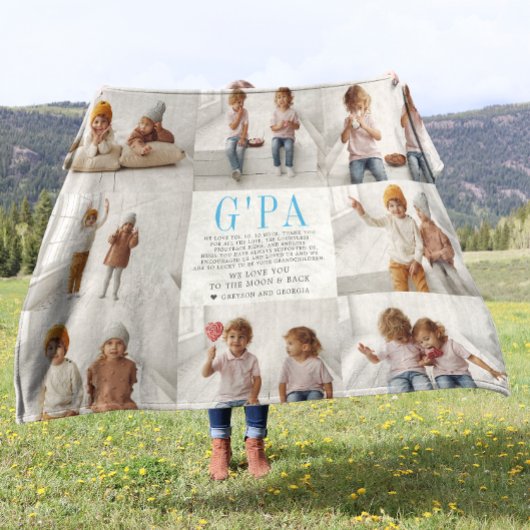 Hou van je G'pa | Aangepaste berichtfotocollage Fleece Deken