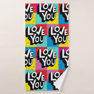 Hou van je. Handlooppatroon voor Valentijns gebrui Badhanddoek