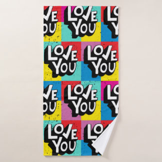 Hou van je. Handlooppatroon voor Valentijns gebrui Badhanddoek