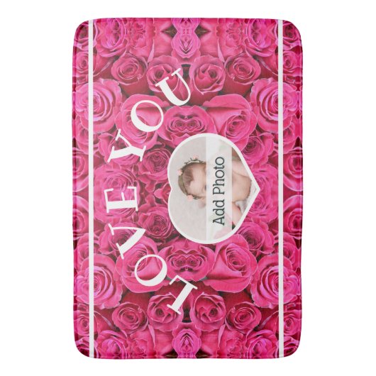 Hou van je hart Foto Rood Roses Modern Script Cute Badmat (Voorkant Verticaal)