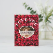 Hou van je hart Foto Rood Roses Modern Script Cute Briefkaart (Staand voorkant)