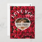 Hou van je hart Foto Rood Roses Modern Script Cute Briefkaart (Voorkant / Achterkant)