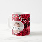 Hou van je hart Foto Rood Roses Modern Script Cute Koffiemok (Voorkant links)