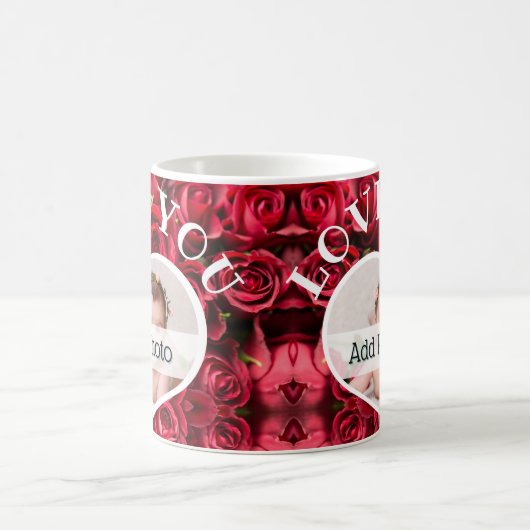 Hou van je hart Foto Rood Roses Modern Script Cute Koffiemok (Center)