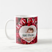Hou van je hart Foto Rood Roses Modern Script Cute Koffiemok (Links)