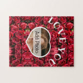 Hou van je hart Foto Rood Roses Modern Script Cute Legpuzzel (Horizontaal)