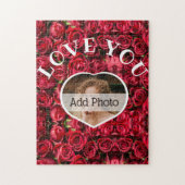 Hou van je hart Foto Rood Roses Modern Script Cute Legpuzzel (Verticaal)