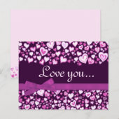 Hou van je harten & strikken roze paarse briefkaar briefkaart (Voorkant / Achterkant)