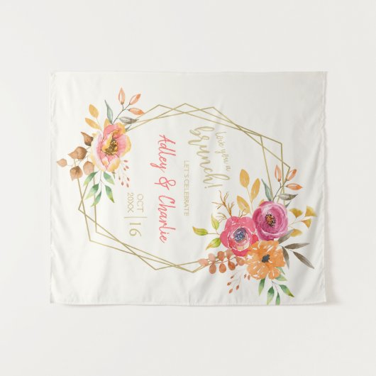 Hou van je Herfst Floral Wedding Shower Wandkleed (Voorkant (horizontaal))