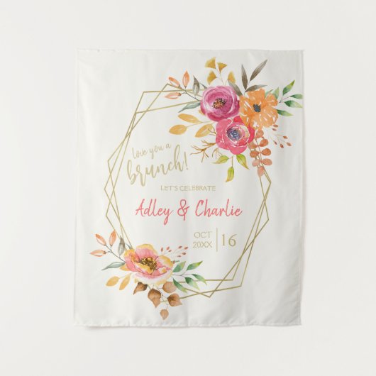 Hou van je Herfst Floral Wedding Shower Wandkleed (Voorkant)