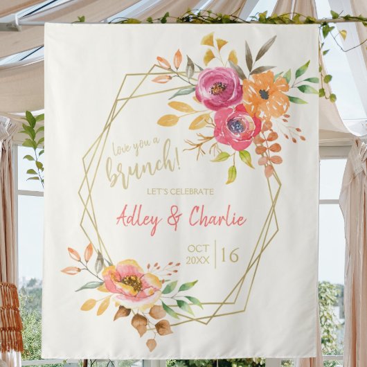 Hou van je Herfst Floral Wedding Shower Wandkleed