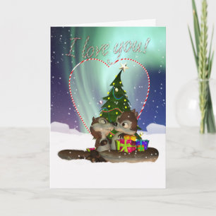 Hou van je kerst Kaart met liefdevolle eekhoorns