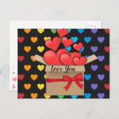 Hou van je, kleurrijk hartontwerp briefkaart (Voorkant / Achterkant)