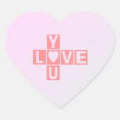 Hou van je kruiswoord, Valentijnsdag, hart, tekst Hart Sticker (Voorkant)