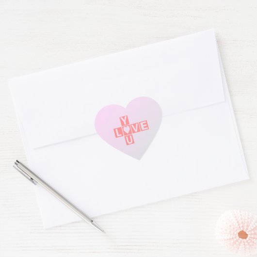 Hou van je kruiswoord, Valentijnsdag, hart, tekst Hart Sticker (Envelop)