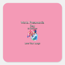 Hou van je longen. Werelddag van de longontsteking Vierkante Sticker