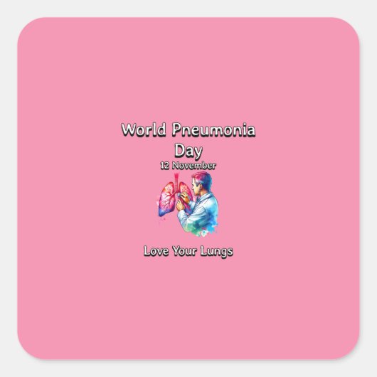 Hou van je longen. Werelddag van de longontsteking Vierkante Sticker (Voorkant)