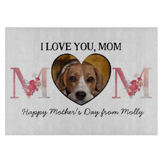 Hou van je mam, griep, aangepaste hondfoto snijplank (Voorkant)