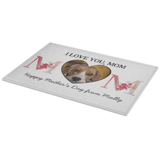 Hou van je mam, griep, aangepaste hondfoto snijplank (Hoek)