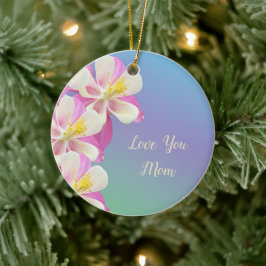 Hou van je mam, mooie blooming Columbine Keramisch Ornament