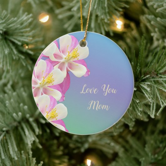 Hou van je mam, mooie blooming Columbine Keramisch Ornament (Boom)