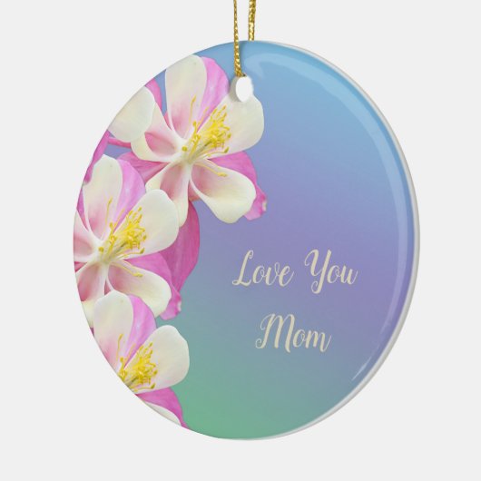 Hou van je mam, mooie blooming Columbine Keramisch Ornament (Links)