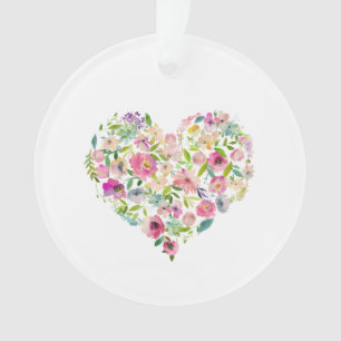 HOU VAN JE MAM Roze Waterverf Floral Heart Sweet Ornament