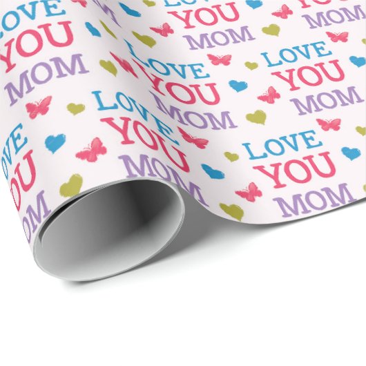 Hou van je mama Cute Word Pattern Cadeaupapier (Rol Hoek)