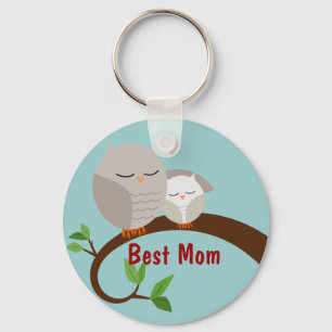 Hou van je mama en Baby Owls Brown Sleutelhanger