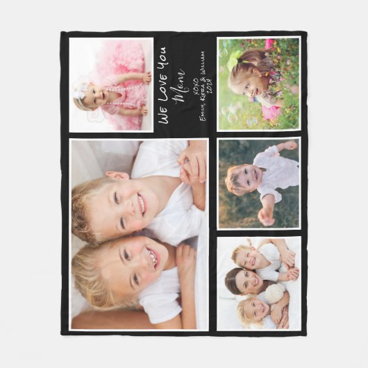 Hou van je mama Foto Collage Black Fleece Deken (Voorkant)