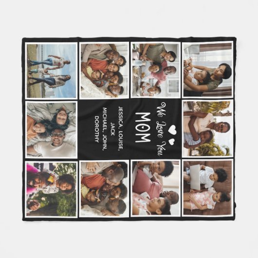 Hou van je mama Foto Collage Black Fleece Deken (Voorkant (Horizontaal))