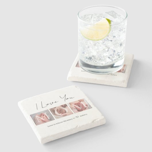Hou van je mama foto stenen onderzetter (Zijkant)