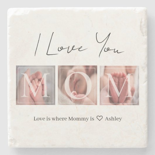 Hou van je mama foto stenen onderzetter (Voorkant)