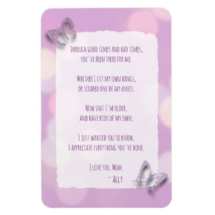 Hou van je mama, gedicht, Paarse Butterflies Magneet