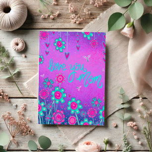 Hou van je mama Inspirivity Floral Heart Paarse Kaart