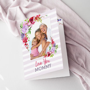 Hou van je mama Lila Floral Moederdag Foto Kaart