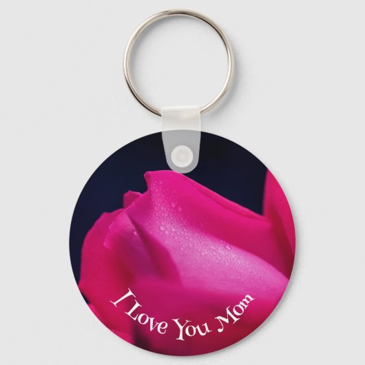 Hou van je mama Red Rosebud Flower Sleutelhanger (Voorkant)