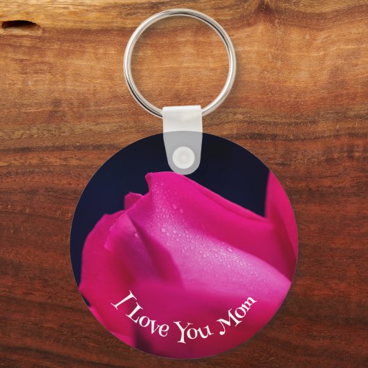 Hou van je mama Red Rosebud Flower Sleutelhanger (Voorkant)